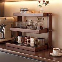 Three-Tiered Wooden Coffee Cup Holder/desktop Organizer Suitable for Kitchens Cosmetic Storage Boxes and Small Spice Racks