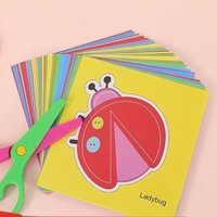 96-Piece Children's Scissors Skill Activity Set - Includes Paper-Cutting Tools, Safe Children's Scissors, Suitable for Origami, Fine Motor Training, Animal Patterns, Fruit Themes, and Transportation