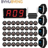 BYHUBYENG Restaurant Pager Hookah Wireless Waiter Call 40 Call Button + 4 Watch Receiver+Signal Amplifier Repeater