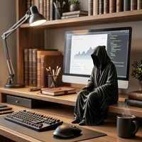 Gothic Grim Reaper Desktop Edge sitting posture Ornament Black Robe Faceless Wizard Sculpture Ornament Home Desktop Decor