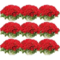100 Pieces Artificial Roses Flowers Fake Silk Roses Bouquet for Table Centerpiece Vases Wedding Party Decor image 4