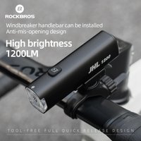 AliExpress ROCKBROS Bicycle Light 1200LM 5000mAh Type-C Rechargeable Headlight Anti-glare Design IPX6 Flashlight Quick Release Bike Light