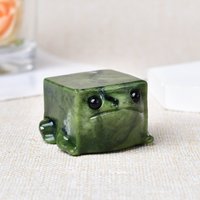 Natural crystal carved square frog, adorable crystal carving ornament, perfect choice for Valentine's Day gift, Easter gift, cry