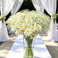 10/20PCS Artificial Gypsophila & Daisy Flowers, Lifelike Fake Baby Breath Chamomile Bouquet, Wedding , Table& Party DIY Decor