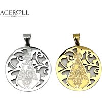 ACEROLL Stainless Steel Catholic Pendant with Virgin of Covadonga Medal, Our Lady of Covadonga