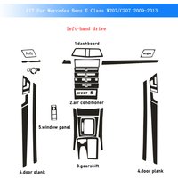 Fibre de carbone pour Benz Classe E W207/C207 09-16 Film de voiture Autocollant intérieur Console centrale Levier de vitesses Tableau de bord Poignée de porte Panneau de levage
