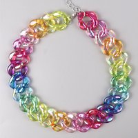 FishSheep Statement Colorful Acrylic Chain Choker Necklaces for Women Boho Multi Color Big Chunky Link Collar Necklace Gift