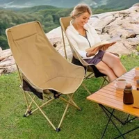 Foldable Moon Chair with High Backrest for Outdoor Fishing, Camping, and Picnics - Portable and Lightweight