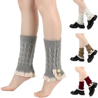 Japanese JK Lolita Lace Buttoned Leg Warmers Girls Streetwear Thin Knitted Fashionable Cosplay Socks Boot Ankle Warmers