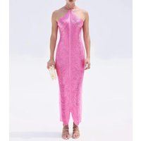 New Fashion Tassel Slit Sexy Sleeveless Hanging Neck Solid Color Slim Fit Dress For Women,6 Colors