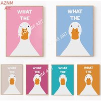 What the Duck Print Art Picture Funny Cute Animal Canvas Posters Modern Wall Painting for Bathroom Bedroom Dorm Decor