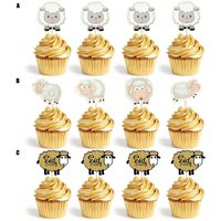 12pcs Eid al adha Sheep Cupcake Topper for Eid al Adha Islamic Muslim Party DIY Cupcake Decoration Supplies