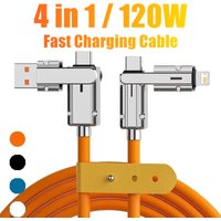 4 in 1 120W PD Fast Charge USB C Cable For iPhone 13 14 15 16 17 Samsung Xiaomi Redmi Huawei Honor OPPO OnePlus Type C USB Cable