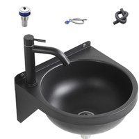 Bathroom Vanity Sink Hand Washing Semi-Circular Basin Washbasin With Faucet For Bathroom Restroom Hotel Kitchen Vanity Laundry