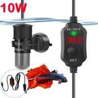 10W Adjustable Aquarium Heater Rod 18-34°C Mini USB Submersible Thermostat Heater with Digital Display for 1 to 5L Fish Tanks