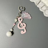 Cute Acrylic Polka Dot Stripe Keychain Music Note Star Wings Creative Design Ita Bag Charm Cartoon Key Holder Keychain Organizer