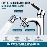Stainless Steel Faucet Extender 1080° Rotating Sink Aerator Universal Tap Sprayer with Dual Spray Mode for Bathroom Basin