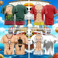2026 Summer New Arrivals Luffy Cosplay T-shirt One Piece 3D Printed Kids Short-sleeved Top Themed Comic Exhibition Clothing Top