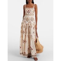 2026 summer women's dress retro geometric print sexy suspender dress fashion pleated multi-layered loose A-line long skirt