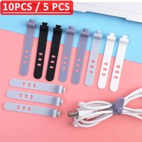 10PCS Cable Winder Organizer Silicone Earphone Clips Wire Cord Management Buckle Straps Reusable Cable Tie Beam Line Cord Holder