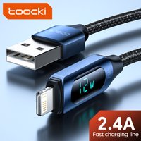 Toocki USB Cable for iPhone 14 13 12 11 Pro Max XR XS 8 7 Plus AirPods Digital Display 2.4A Charging Lightning Cable for iPhone