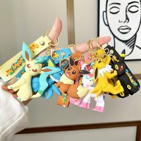 Pokemon Anime Eevee Family Keychain Kawaii Girl Shoulder Bag Espeon Leafeon Glaceon Accessories Boy Schoolbag Pendant Gift