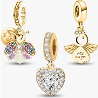 925 Silver Plated Love Heart Angel Firefly Golden Charms Bead Diy Bracelet Bangle Making Gift Of High Quality Fashion Jewelry
