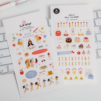 Korean Import Suatelier Happy Birthday Cakes Candles PVC Stickers Scrapbooking Diy Diary Stationery Sticker Cute Sticker