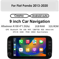 Hizpo 9 Zoll 1 Din Carplay Android Autoradio für Fiat Panda 2013 - 2024 Multimedia-Videoplayer GPS DSP WIFI Headunit Intelligentes Fahrzeugsystem mit KI-Sprachsteuerung Infotainment-System Navigation