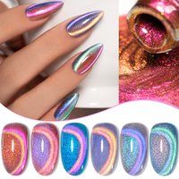 PUENTE 7.5ML Rainbow Glitter Cat Magnetic Gel Nail Polish Aurora 9D Cat Eye Gel Soak Off UV Semi Permanent Nail Art Varnish