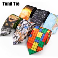 Men's 8cm Polyester Necktie Vintage Giraffe Map Vegetables Elk Cat Dog Pattern Printed Tie Wedding Party Accessories Gift