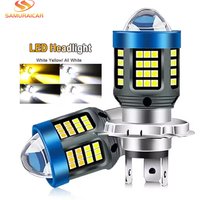 1pc Durable 1200LM LED Bulbs H4 BA20D P15D Dual Color Moto Headlight 12V Motorcycle Accessories Running Light