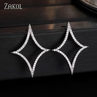 ZAKOL Diamond Hollow Micro-inlaid Zircon Women's Stud Earrings Exquisite Simple Party Banquet Jewelry Accessories