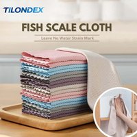 1/5PCS Microfiber Cleaning Cloths with Fish Scale Waffle Pattern Streak-Free for Glass Auto Windows Multi-Colors