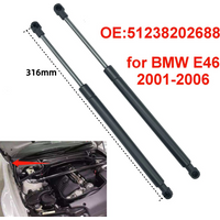 2Pcs 51238202688 Car Front Engine Hood Bonnet Gas Struts Lift Support Rod Bar for BMW 3 Series E46 M3 2001-2006