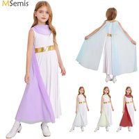 Liturgical Praise Dance Dress Halloween Toga Ancient Greek Deity Queen Cosplay Costume Roman Princess Dress Robe Gown 6-16 Years