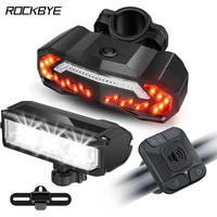 Rockbye Bike Front Light with Horn Alarm Remote Control IPX5 Bicycle Tail Headlight with Turn Signal Brake Light Rechargeable