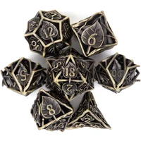 7 Pcs Yellow Leaf Flower Hollow Metal , Dnd Dice Set Perfect For Card Games Board Games For Critical Role, Rpgs, D&D