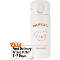 350/450ML Portable Thermal Bottle Leak-proof Kawaii Bear Portable Drinking Bottle with Stickers for Biking Travel Outdoor Sports