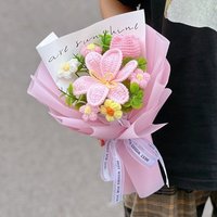 New Cotton Crochet Flower Bouquet Woven Handmade Knitted Flower Sunflower Artificial Artificial Flowers Valentines Day Gift