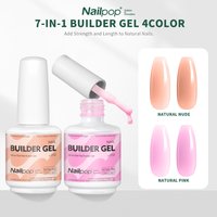 Nailpop HEMA/TPO Free 7IN1 Multi-Functional Builder Gel 8 Colors Extension Strength Apex Building 15ml Base Beginner Art Home1pc