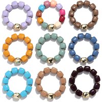Trendy Colorful Square Beads Elastic Bangle Bracelets New Resin Geometric Beaded Stackable Bracelet 2026 Spring Summer Jewelry