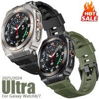Luxury Metal Case+Strap for Samsung Galaxy Watch Ultra 2025 47mm Silicone Sport Bracelet Correa Mod Kit for Galaxy Watch 7Ultra2