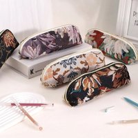 1pc Floral Pencil Case, Large Capacity Zipper Pen Pouch, Portable Stationery Organizer, Makeup Bag, Travel Storage Pouch