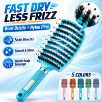 Boar Bristle Vent Paddle Hair Brush with Nylon Pins Fast Blow Dry Detangling Brush for Wet & Dry Hair Anti-Frizz Scalp Massager