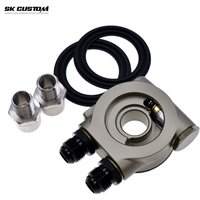 SK CUSTOM Car Conversion Aluminum Oil Cooling Adapter Oil Cooling Kit Sandwich Panel Thermostat Adapter 80° AN10 AN8