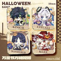 1PC Anime Games Genshin Scaramouche Klee Kinich Halloween Q Version Badges Cute Brooches Backpack Pins Anime Cosplay Accessories