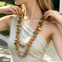 Bohemian Style Long Necklace with Colorful Shell And Crystal for Women Fashionable Layered Choker Jewelry Gift for Vacation