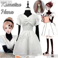 Anime Komatsu Nana Cosplay Costume NANA Working Clothes White Puffed Sleeve Waist Dress Daily Outfit Role Play Halloween Party