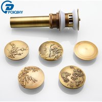 POIQIHY Bathroom Lavatory Basin Sink Pop Up Drain Antique Finish Brass Material Clic-clac Waterlet Vanity Sink Waste Drainer